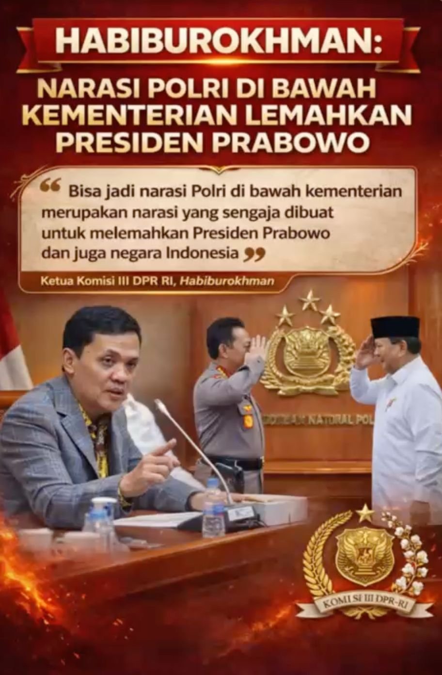 Habiburokhman: Narasi Polri di Bawah Kementerian Lemahkan Presiden Prabowo